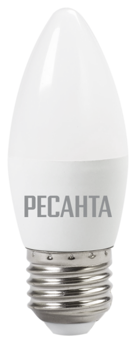Лампа светодиодная LL-R-C37-6W-230-3K-E27 (свеча, 6Вт, тепл., Е27) Ресанта